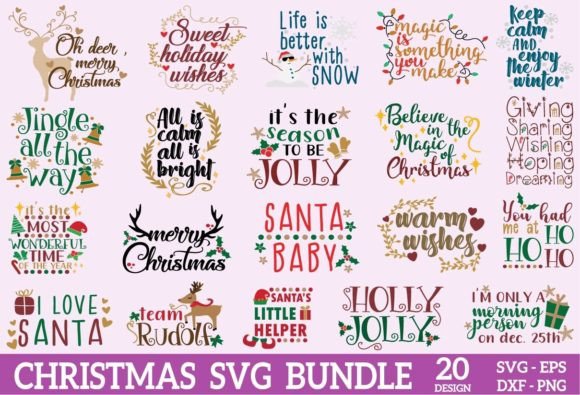 Christmas Winter PNG Bundle, Santa SVG Review
