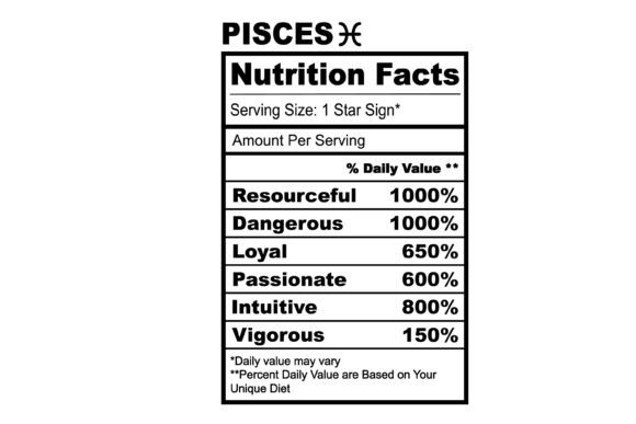 Pisces Zodiac Nutrition Facts SVG Review